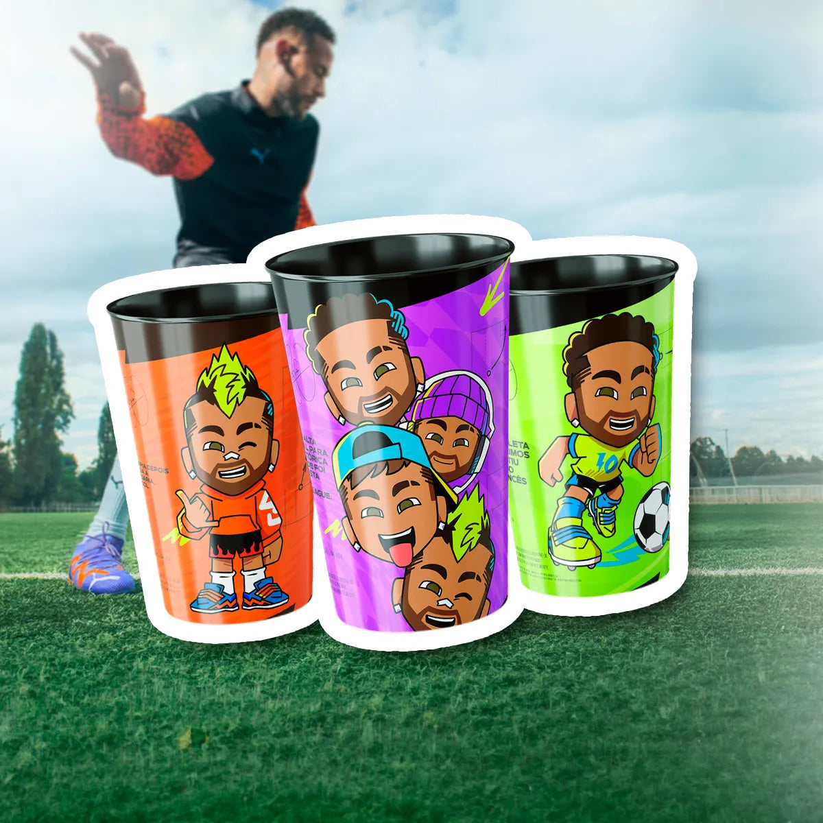 Copos Colecionáveis Neymar Jr - Kit 2 com 3 Unidades