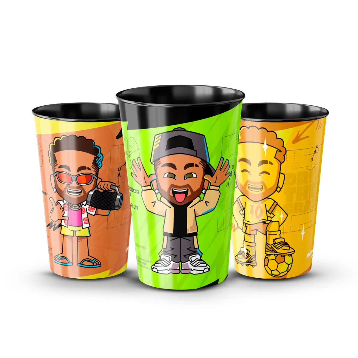 Copos Colecionáveis Neymar Jr - 600ml - Kit 3 com 3 Unidades