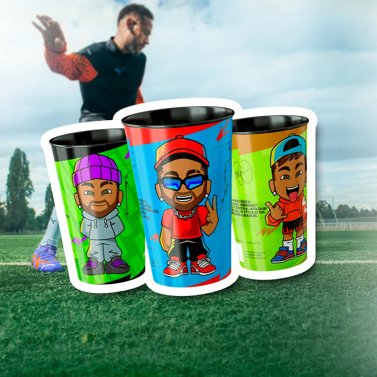 Copos Colecionáveis Neymar Jr - Kit 1 com 3 Unidades
