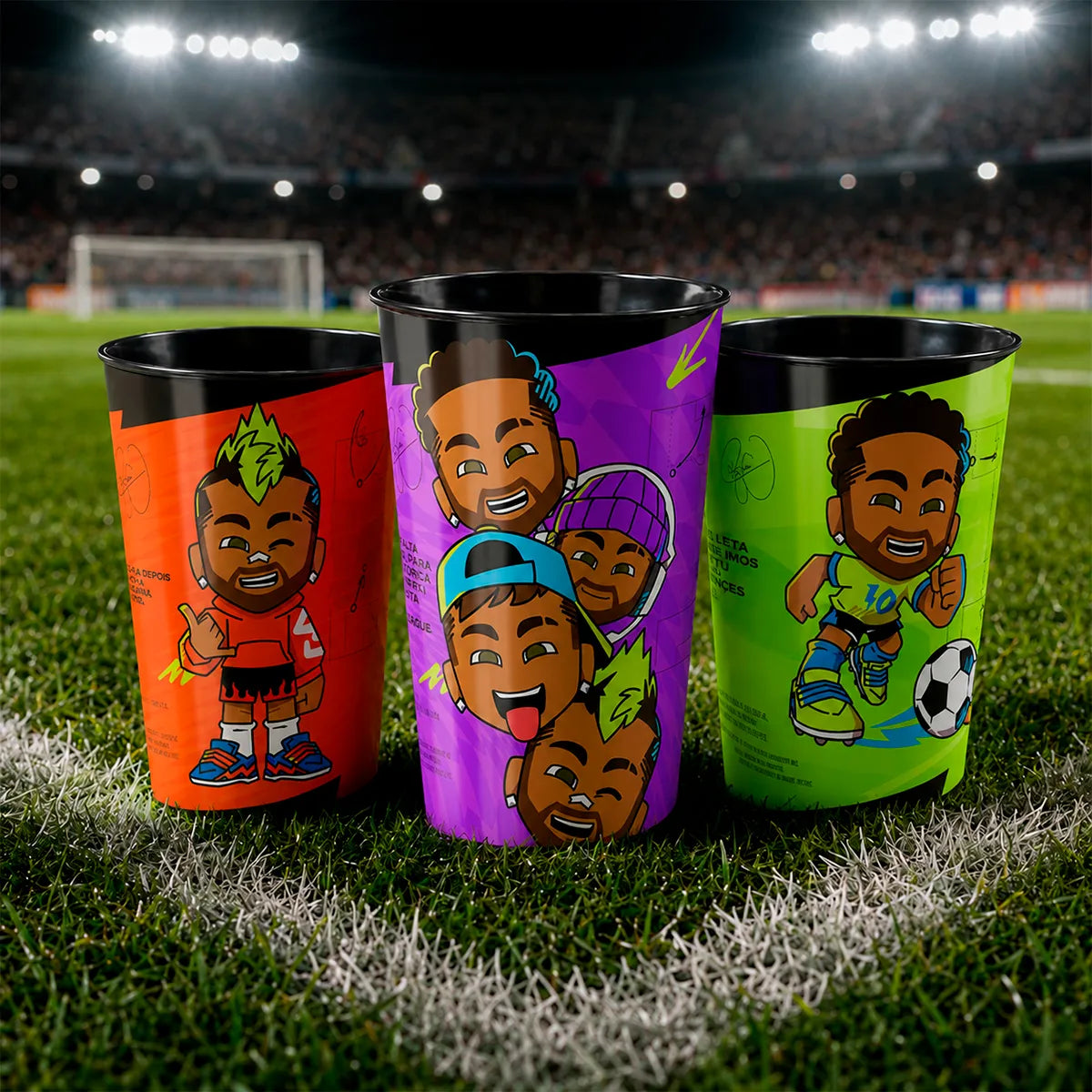 Copos Colecionáveis Neymar Jr - Kit 2 com 3 Unidades