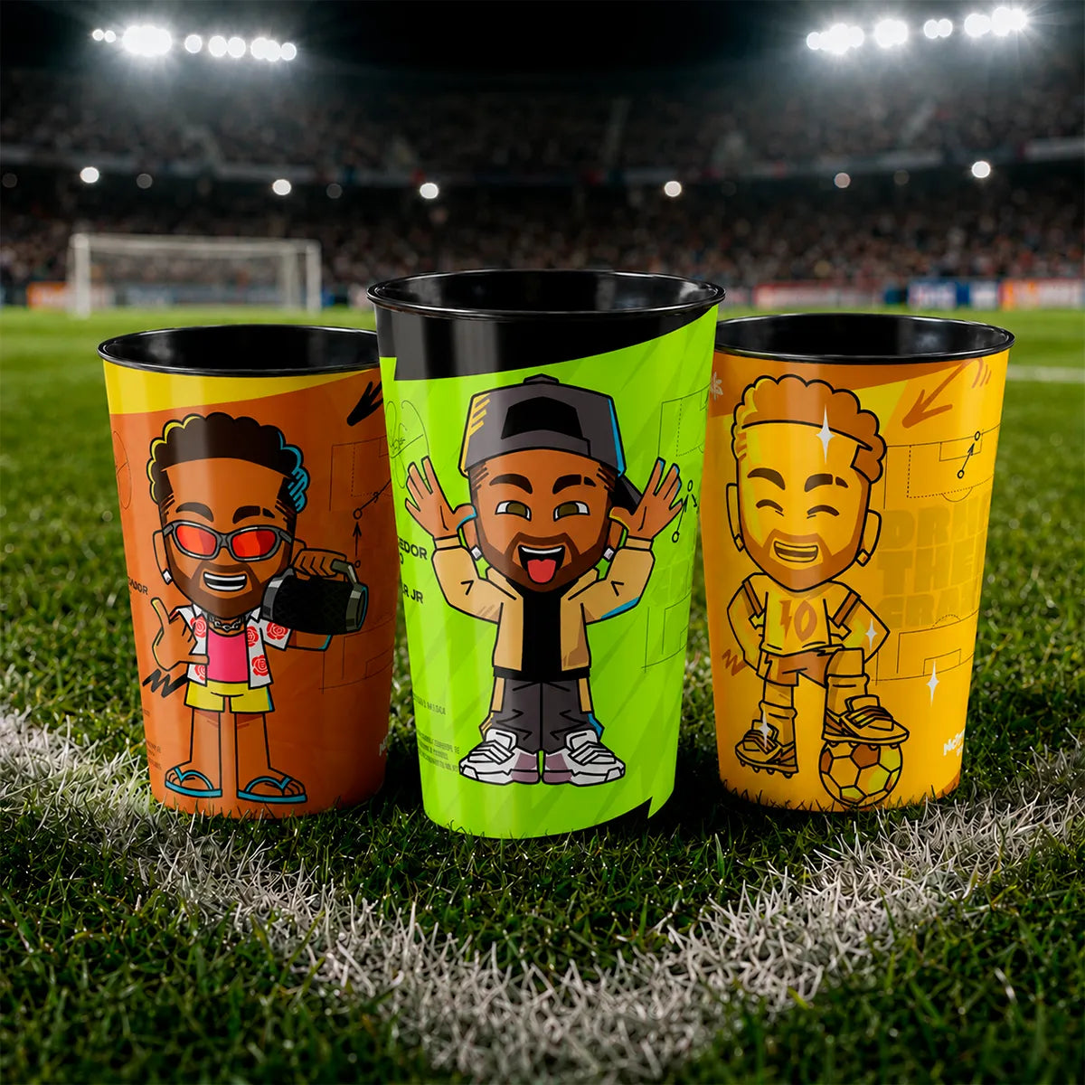 Copos Colecionáveis Neymar Jr - 600ml - Kit 3 com 3 Unidades
