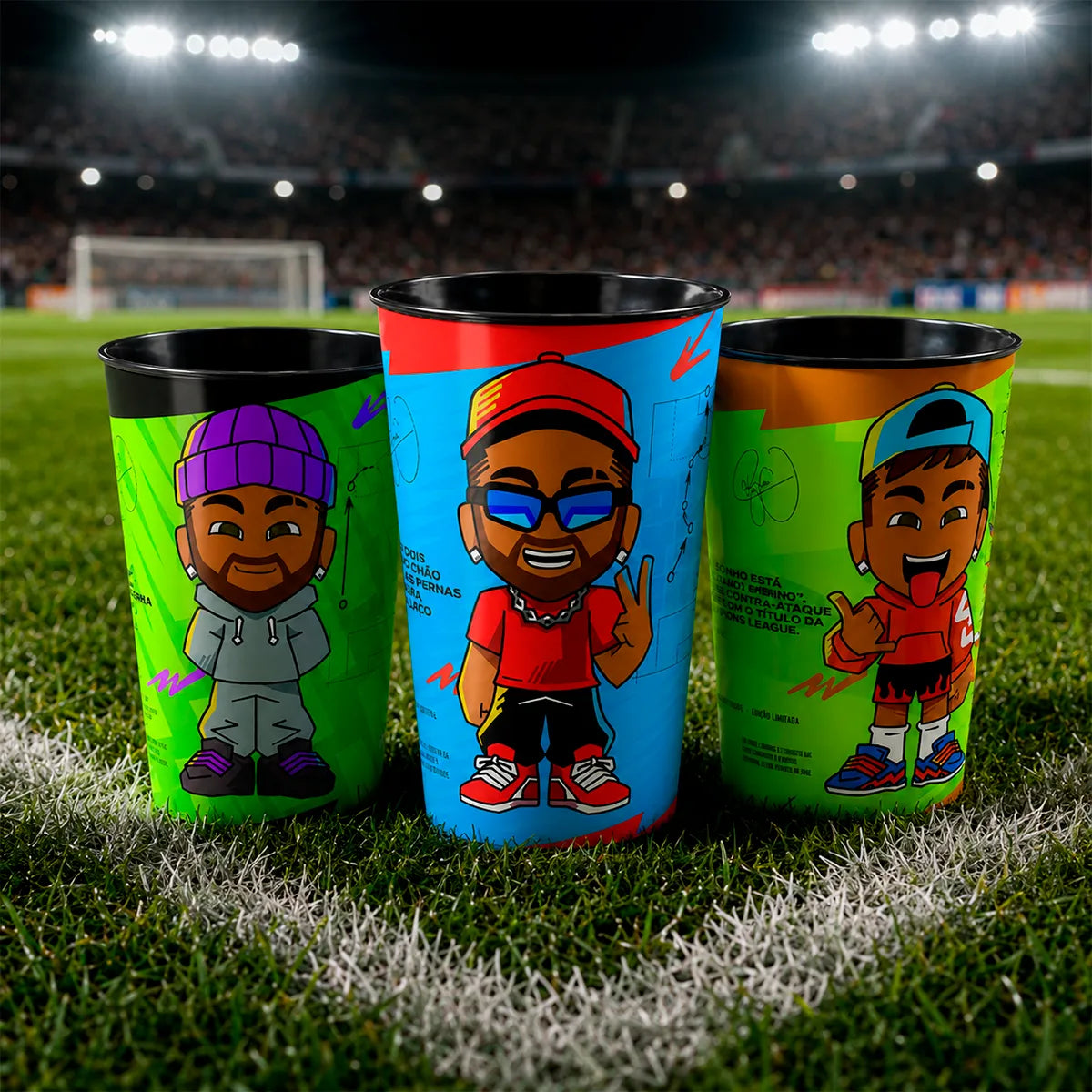 Copos Colecionáveis Neymar Jr - Kit 1 com 3 Unidades
